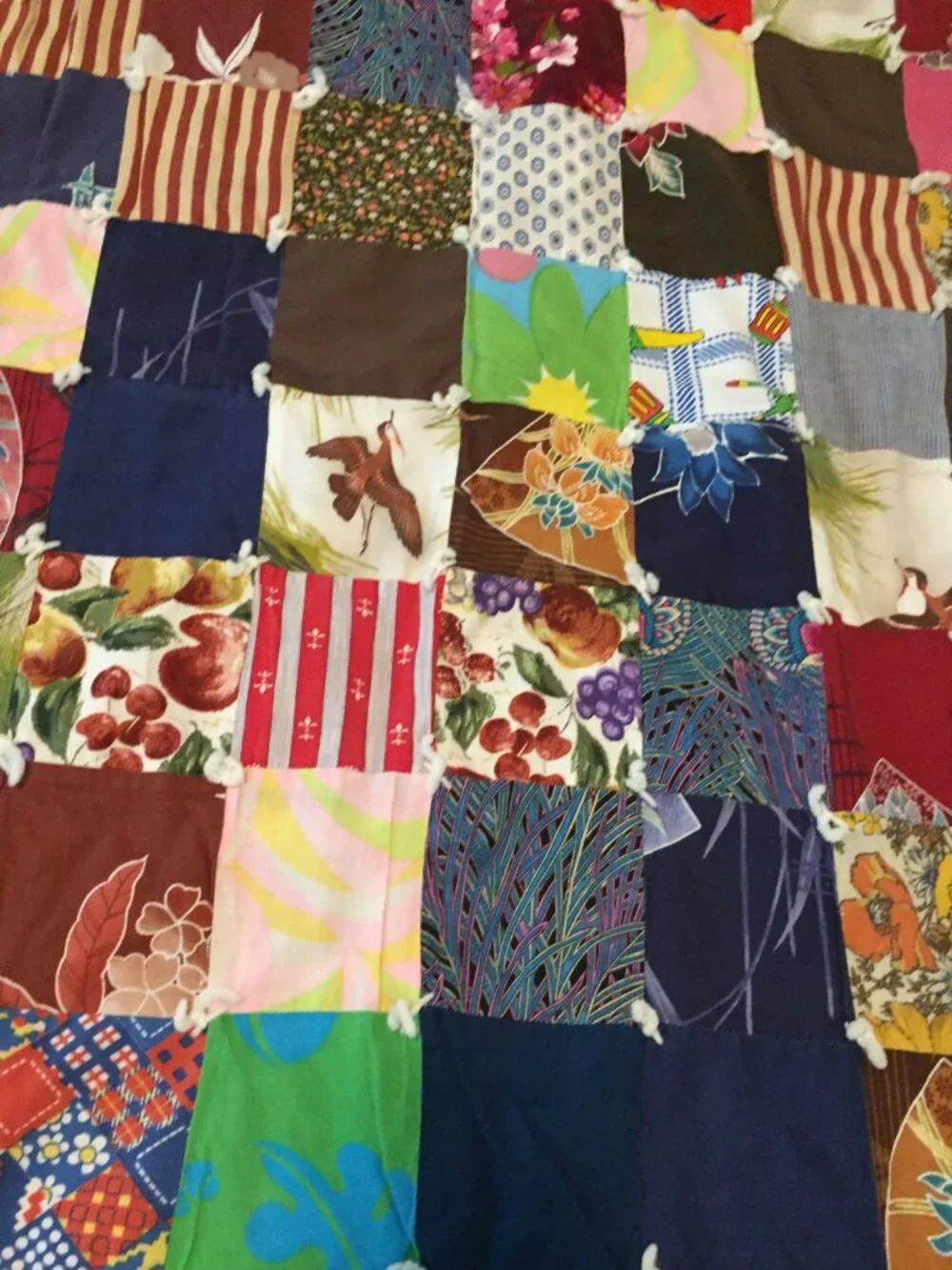 Vintage Scrap Patchwork Hand Tied Lap Quilt Throw Blanket 47